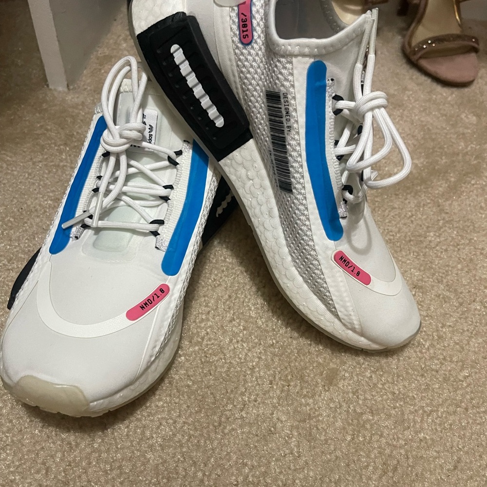 adidas White and Blue Athletic Shoes